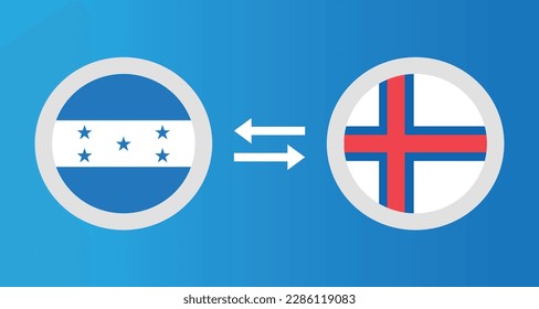 round icons with Honduras and Faroe Islands flag exchange rate concept graphic element Illustration template design
