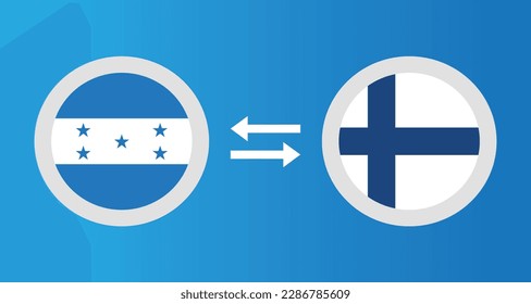round icons with Honduras and Finland flag exchange rate concept graphic element Illustration template design
