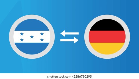 round icons with Honduras and Germany flag exchange rate concept graphic element Illustration template design
