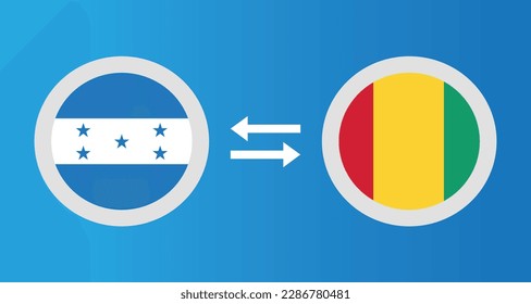 round icons with Honduras and Guinea flag exchange rate concept graphic element Illustration template design
