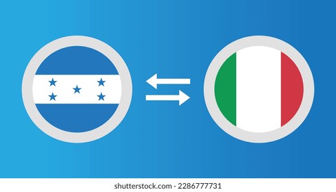 round icons with Honduras and Italy flag exchange rate concept graphic element Illustration template design
