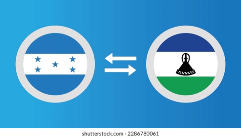 round icons with Honduras and Lesotho flag exchange rate concept graphic element Illustration template design
