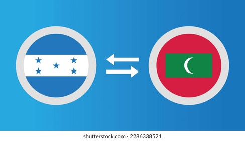 round icons with Honduras and Maldives flag exchange rate concept graphic element Illustration template design
