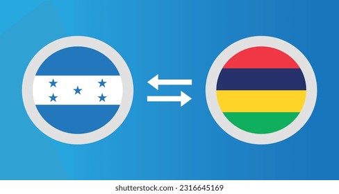 round icons with Honduras and Mauritius flag exchange rate concept graphic element Illustration template design
