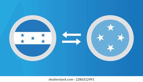 round icons with Honduras and Micronesia  flag exchange rate concept graphic element Illustration template design
