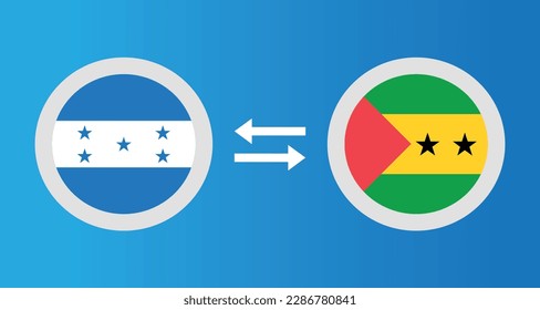 round icons with Honduras and Sao Tome and Principe flag exchange rate concept graphic element Illustration template design
