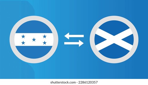 round icons with Honduras and Scotland flag exchange rate concept graphic element Illustration template design

