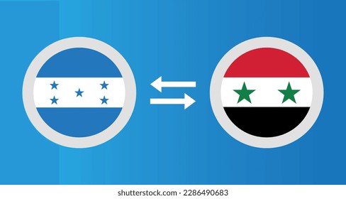 round icons with Honduras and Syria flag exchange rate concept graphic element Illustration template design
