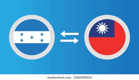 round icons with Honduras and Taiwan flag exchange rate concept graphic element Illustration template design
