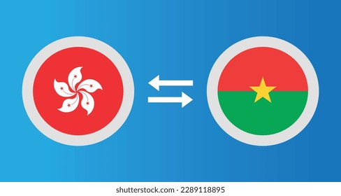 Rundsymbole mit dem Konzept des Wechselkurses der Flagge von Hongkong und Burkina Faso Grafikelement Illustration Vorlage Design
