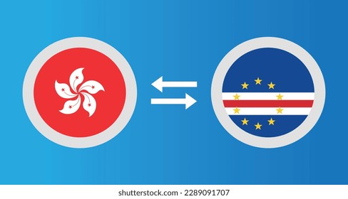 round icons with Hong Kong and Cape Verde flag exchange rate concept graphic element Illustration template design
