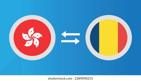 round icons with Hong Kong and Chad flag exchange rate concept graphic element Illustration template design
