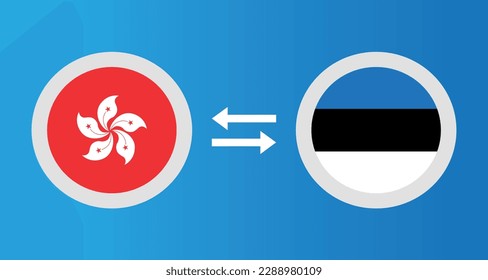 round icons with Hong Kong and Estonia flag exchange rate concept graphic element Illustration template design
