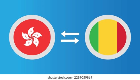 round icons with Hong Kong and Mali flag exchange rate concept graphic element Illustration template design
