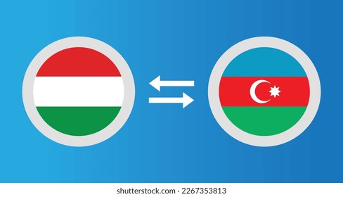 round icons with Hungary and Azerbaijan flag exchange rate concept graphic element Illustration template design
