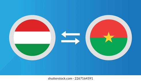 round icons with Hungary and Burkina Faso flag exchange rate concept graphic element Illustration template design
