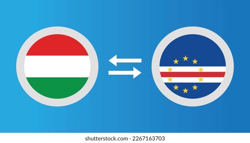 round icons with Hungary and Cape Verde flag exchange rate concept graphic element Illustration template design
