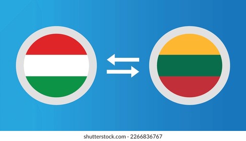 Rundsymbole mit Ungarn und Litauen Flaggenwechselkurs Konzept Grafik-Element Illustration Vorlage Design
