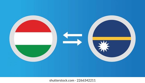 round icons with Hungary and Nauru flag exchange rate concept graphic element Illustration template design

