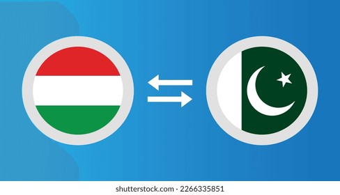 round icons with Hungary and Pakistan flag exchange rate concept graphic element Illustration template design
