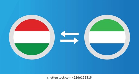 round icons with Hungary and Sierra Leone flag exchange rate concept graphic element Illustration template design
