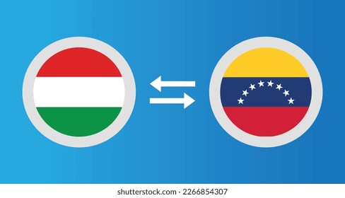 round icons with Hungary and Venezuela flag exchange rate concept graphic element Illustration template design
