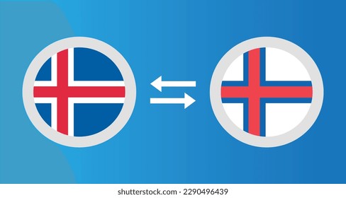 round icons with Iceland and Faroe Islands flag exchange rate concept graphic element Illustration template design
