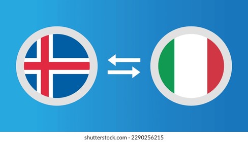 round icons with Iceland and Italy flag exchange rate concept graphic element Illustration template design
