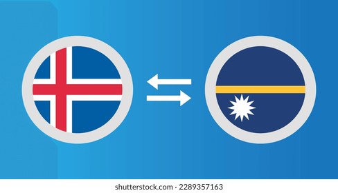 round icons with Iceland and Nauru flag exchange rate concept graphic element Illustration template design
