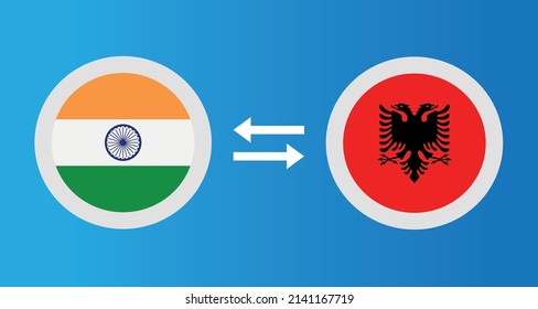 round icons with India and Albania flag exchange rate concept graphic element Illustration template design
