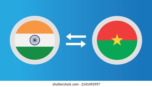 Rundsymbole mit Indien und Burkina Faso Flaggenwechselkurs Konzept Grafik Element Illustration Vorlage Design
