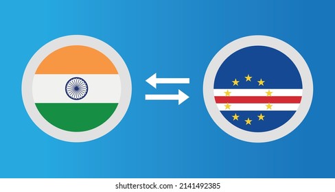 round icons with India and Cape Verde flag exchange rate concept graphic element Illustration template design
