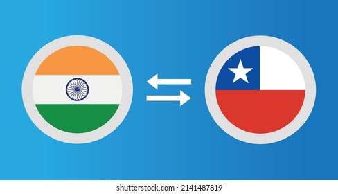 round icons with India and Chile flag exchange rate concept graphic element Illustration template design
