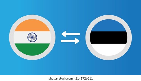 round icons with India and Estonia flag exchange rate concept graphic element Illustration template design
