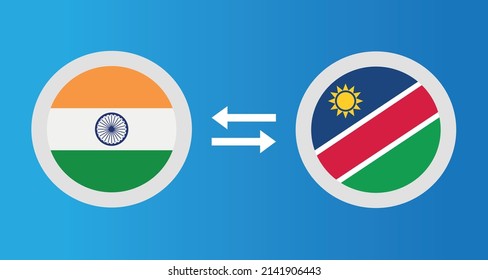 round icons with India and Namibia flag exchange rate concept graphic element Illustration template design
