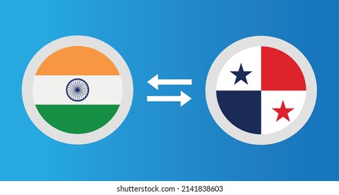 round icons with India and Panama flag exchange rate concept graphic element Illustration template design
