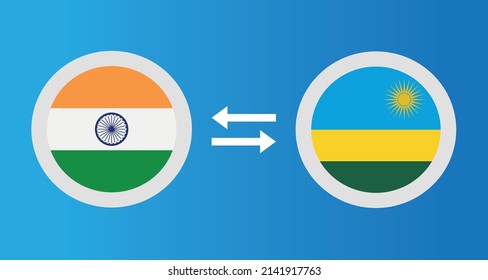 round icons with India and Rwanda flag exchange rate concept graphic element Illustration template design
