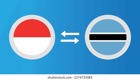 round icons with Indonesia and Botswana flag exchange rate concept graphic element Illustration template design
