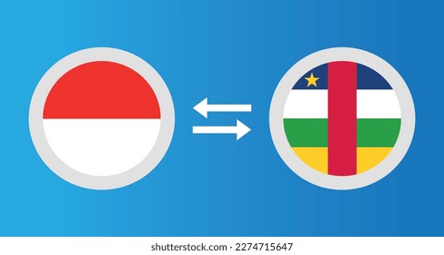 round icons with Indonesia and CAR flag exchange rate concept graphic element Illustration template design
