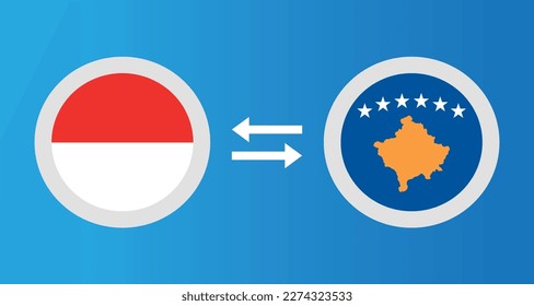 round icons with Indonesia and Kosovo flag exchange rate concept graphic element Illustration template design
