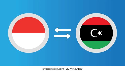 iconos redondos con el concepto de tipo de cambio del indicador Indonesia y Libia elemento gráfico Diseño de la plantilla de ilustración
