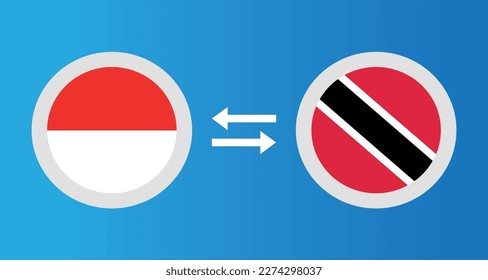 round icons with Indonesia and Trinidad and Tobago flag exchange rate concept graphic element Illustration template design
