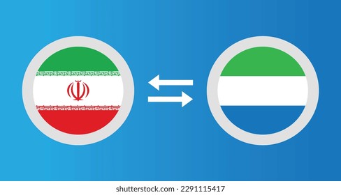 round icons with Iran and Sierra Leone flag exchange rate concept graphic element Illustration template design
