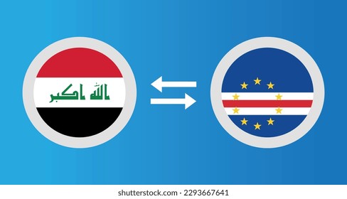 round icons with Iraq and Cape Verde flag exchange rate concept graphic element Illustration template design
