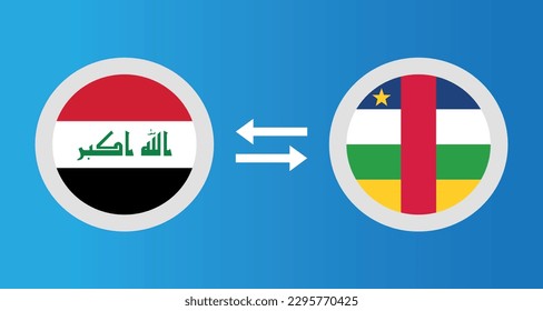 round icons with Iraq and CAR flag exchange rate concept graphic element Illustration template design
