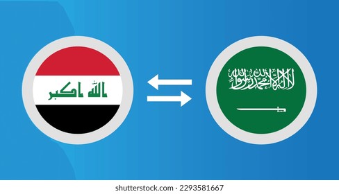 iconos redondos con el concepto de tipo de cambio del indicador Iraq y Arabia Saudita elemento gráfico Ilustración diseño de la plantilla
