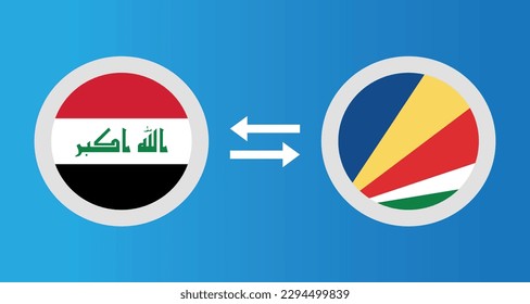 round icons with Iraq and Seychelles flag exchange rate concept graphic element Illustration template design
