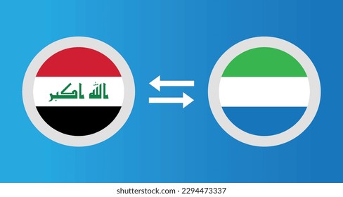 round icons with Iraq and Sierra Leone flag exchange rate concept graphic element Illustration template design
