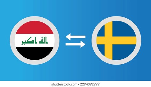 Rundsymbole mit Irak und Schweden Flag-Wechselkurs-Konzept Grafik-Element Illustration Vorlage Design
