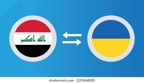 round icons with Iraq and Ukraine flag exchange rate concept graphic element Illustration template design
